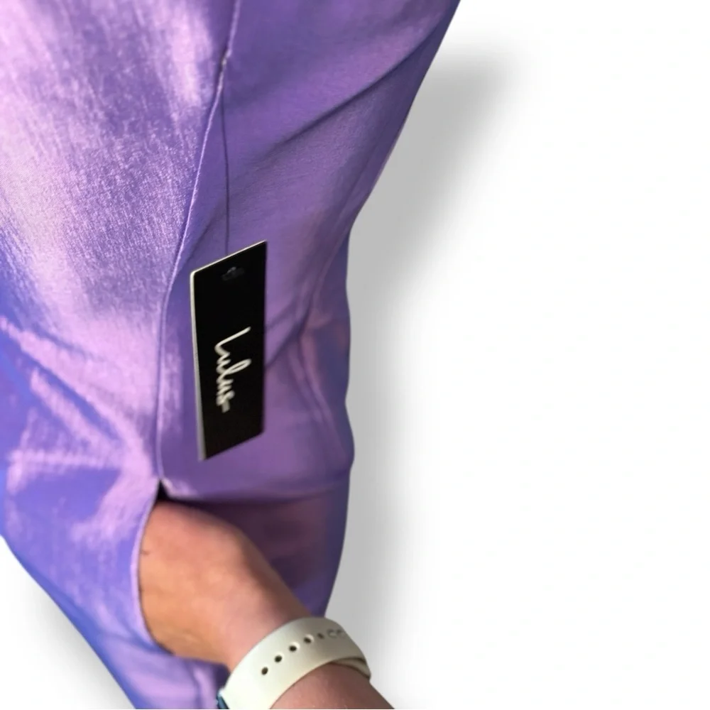 Lulus Lavender Satin Mini Dress | Medium | NWT - Picture 3 of 6